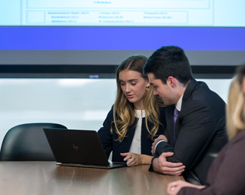 TCU Neeley finance students discussing Educational Investment Fund