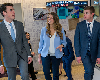 Finance students having a group conversation