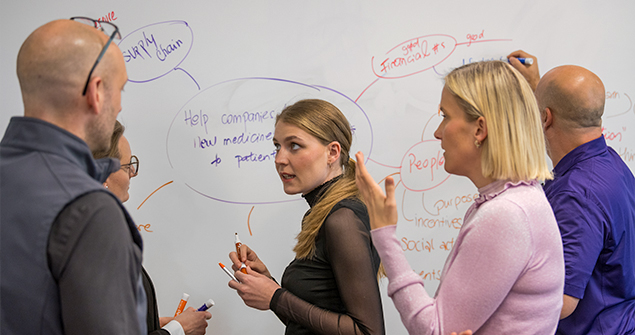 Students discussing and learning in their custom Executive Education program