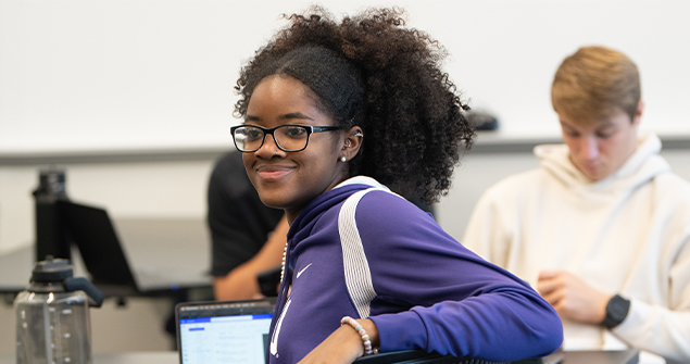Student engaged in class