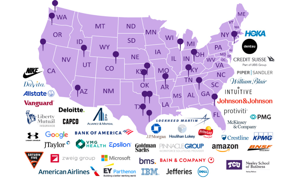 Neeley Fellows career outcomes map