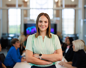 Neeley graduate student confidently leading a meeting