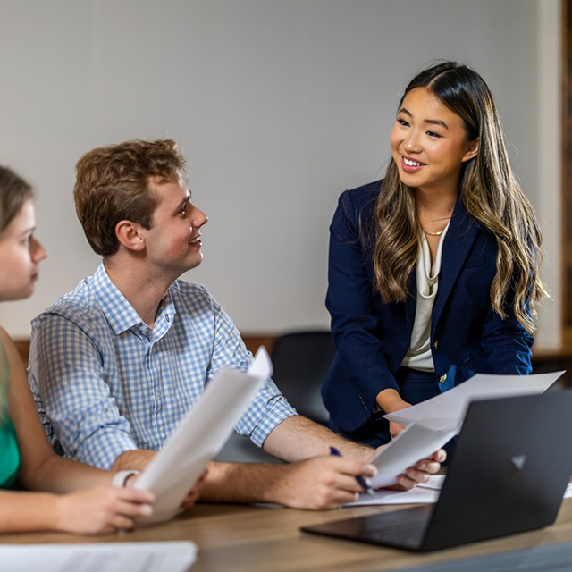 Master of Accounting students working together