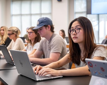 Students listening to TCU Neeley business class lecture