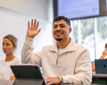 Student engaging in class discussion