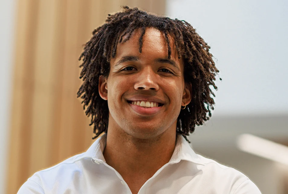 Neeley student in a white polo